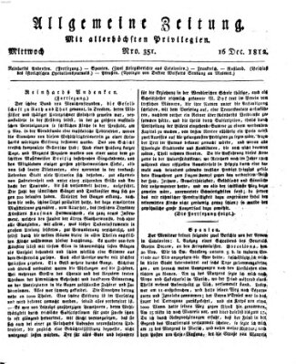 Allgemeine Zeitung Mittwoch 16. Dezember 1812