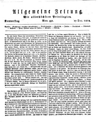 Allgemeine Zeitung Donnerstag 17. Dezember 1812