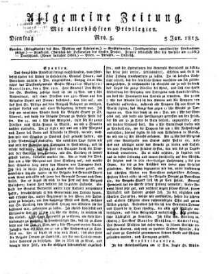 Allgemeine Zeitung Dienstag 5. Januar 1813