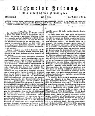 Allgemeine Zeitung Mittwoch 14. April 1813