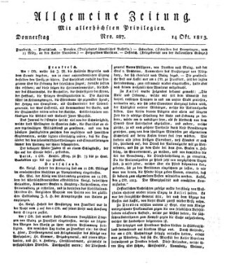 Allgemeine Zeitung Donnerstag 14. Oktober 1813