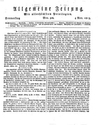 Allgemeine Zeitung Donnerstag 4. November 1813