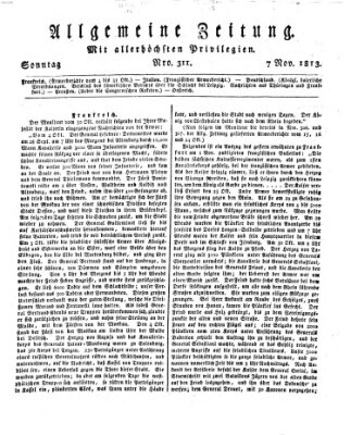 Allgemeine Zeitung Sonntag 7. November 1813