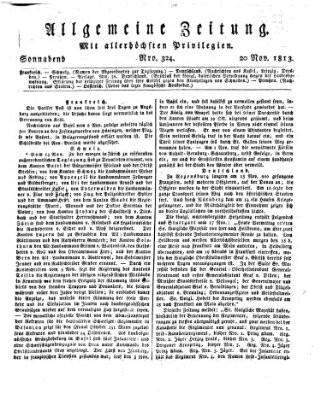 Allgemeine Zeitung Samstag 20. November 1813