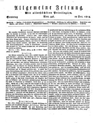 Allgemeine Zeitung Sonntag 12. Dezember 1813