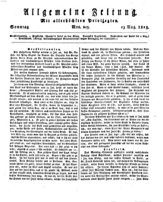 Allgemeine Zeitung Sonntag 13. August 1815