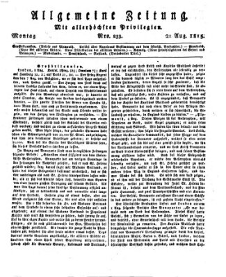 Allgemeine Zeitung Montag 21. August 1815