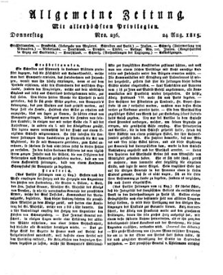 Allgemeine Zeitung Donnerstag 24. August 1815
