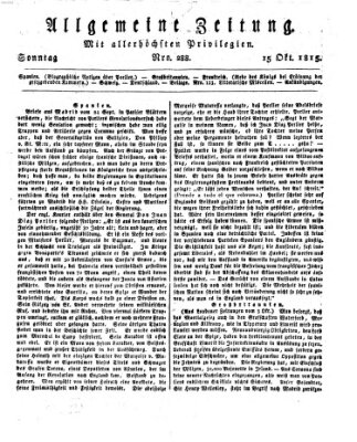 Allgemeine Zeitung Sonntag 15. Oktober 1815
