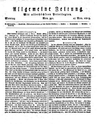 Allgemeine Zeitung Montag 27. November 1815