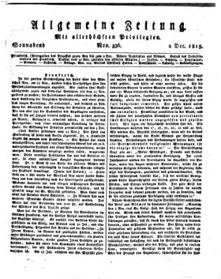 Allgemeine Zeitung Samstag 2. Dezember 1815