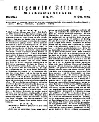 Allgemeine Zeitung Dienstag 19. Dezember 1815