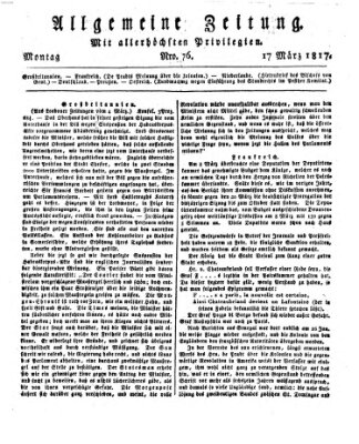 Allgemeine Zeitung Montag 17. März 1817