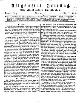 Allgemeine Zeitung Donnerstag 17. April 1817