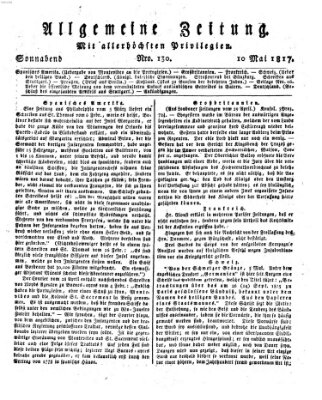 Allgemeine Zeitung Samstag 10. Mai 1817