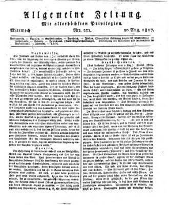 Allgemeine Zeitung Mittwoch 20. August 1817