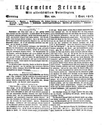 Allgemeine Zeitung Sonntag 7. September 1817