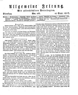 Allgemeine Zeitung Dienstag 23. September 1817