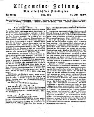 Allgemeine Zeitung Sonntag 12. Oktober 1817