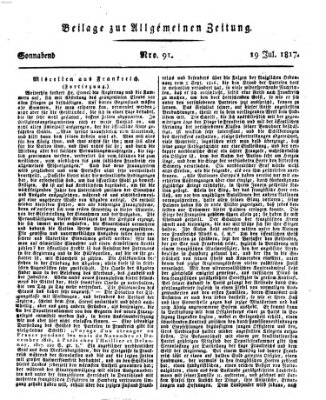 Allgemeine Zeitung Samstag 19. Juli 1817