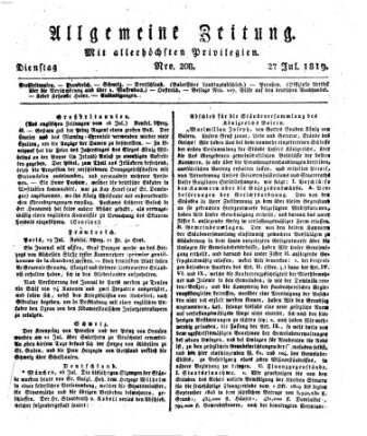 Allgemeine Zeitung Dienstag 27. Juli 1819