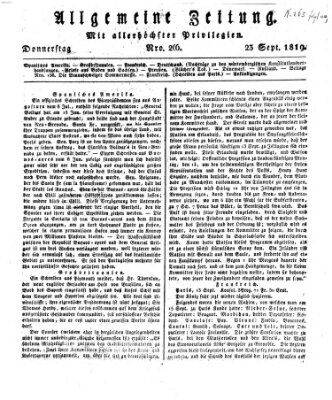 Allgemeine Zeitung Donnerstag 23. September 1819