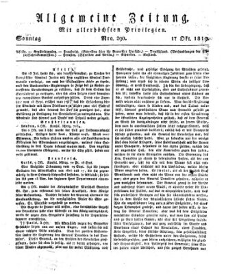 Allgemeine Zeitung Sonntag 17. Oktober 1819