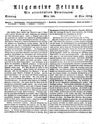 Allgemeine Zeitung Sonntag 12. Dezember 1819