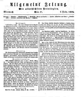 Allgemeine Zeitung Mittwoch 6. Februar 1822