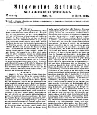Allgemeine Zeitung Sonntag 17. Februar 1822