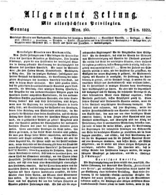 Allgemeine Zeitung Sonntag 9. Juni 1822