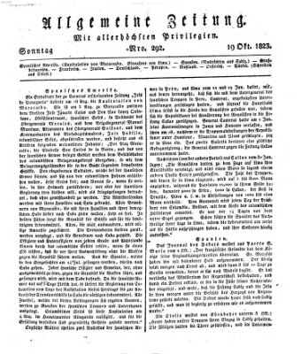 Allgemeine Zeitung Sonntag 19. Oktober 1823