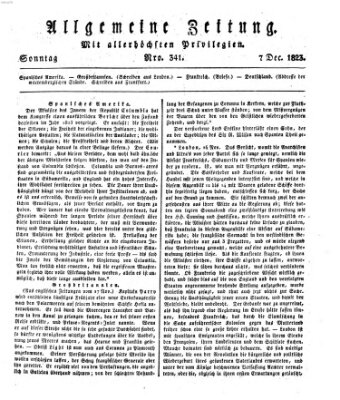 Allgemeine Zeitung Sonntag 7. Dezember 1823