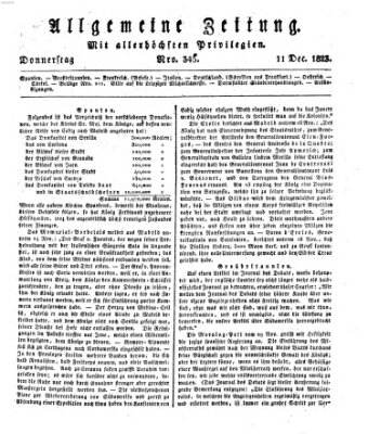 Allgemeine Zeitung Donnerstag 11. Dezember 1823