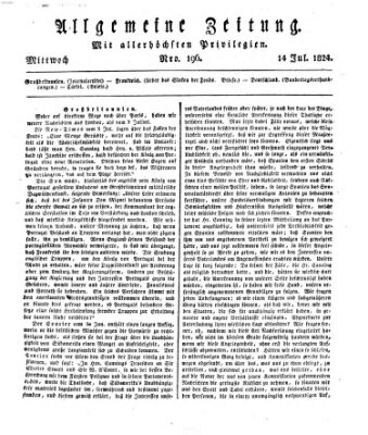 Allgemeine Zeitung Mittwoch 14. Juli 1824