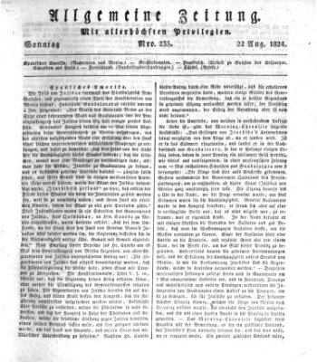 Allgemeine Zeitung Sonntag 22. August 1824