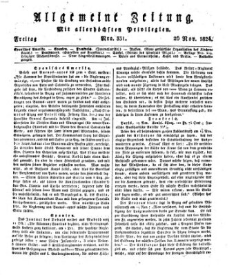 Allgemeine Zeitung Freitag 26. November 1824