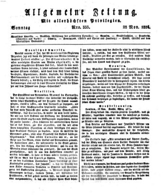 Allgemeine Zeitung Sonntag 28. November 1824