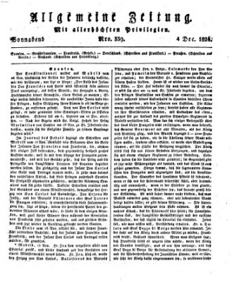 Allgemeine Zeitung Samstag 4. Dezember 1824