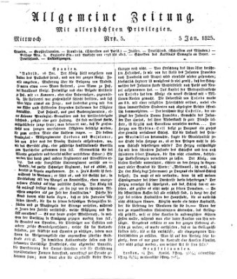 Allgemeine Zeitung Mittwoch 5. Januar 1825