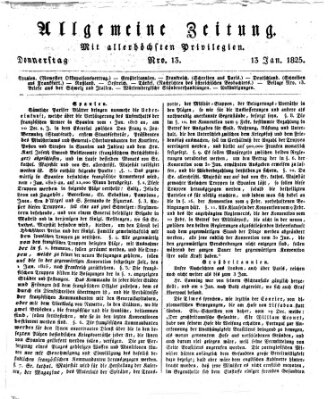 Allgemeine Zeitung Donnerstag 13. Januar 1825
