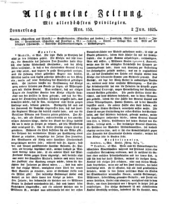 Allgemeine Zeitung Donnerstag 2. Juni 1825