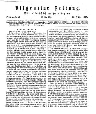 Allgemeine Zeitung Samstag 18. Juni 1825