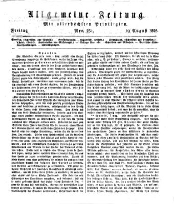 Allgemeine Zeitung Freitag 19. August 1825