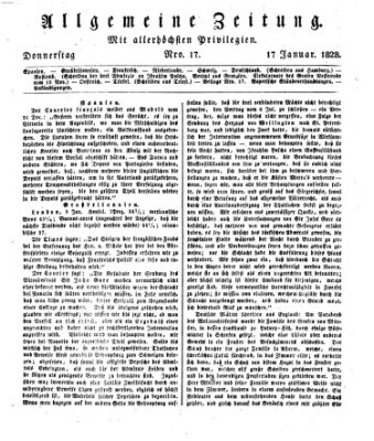 Allgemeine Zeitung Donnerstag 17. Januar 1828