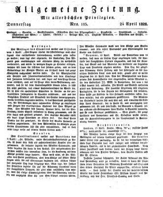 Allgemeine Zeitung Donnerstag 24. April 1828