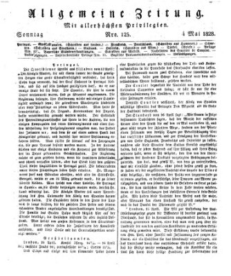 Allgemeine Zeitung Sonntag 4. Mai 1828