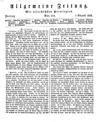 Allgemeine Zeitung Freitag 1. August 1828