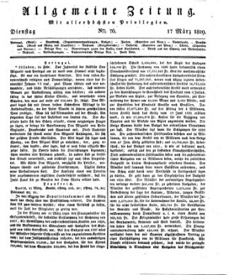Allgemeine Zeitung Dienstag 17. März 1829