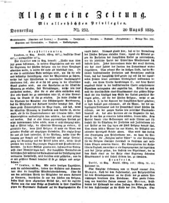 Allgemeine Zeitung Donnerstag 20. August 1829